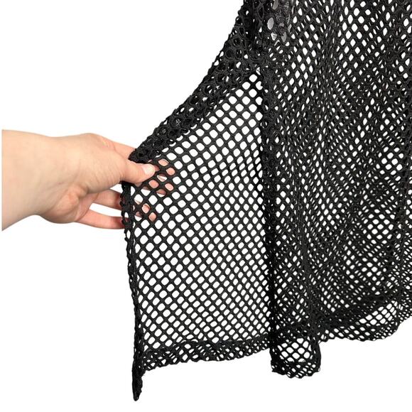 Reclaimed Vintage Black Mesh Cover Up Long Maxi Dress Size 2 - Picture 4 of 8